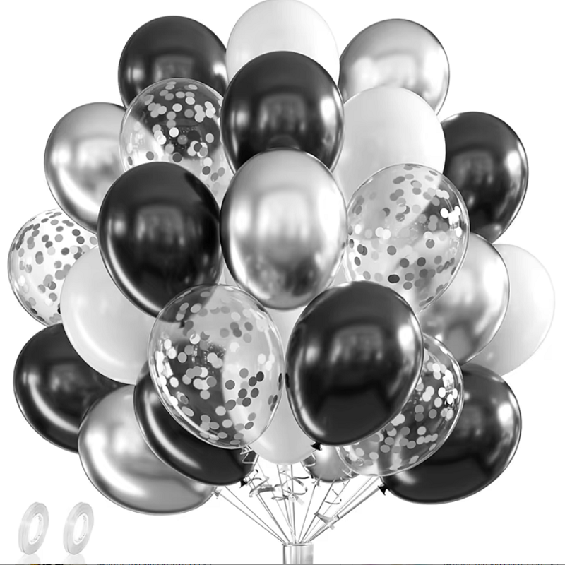 Balloon Pump Hand - 42 pezzi argento nero bianco coriandoli